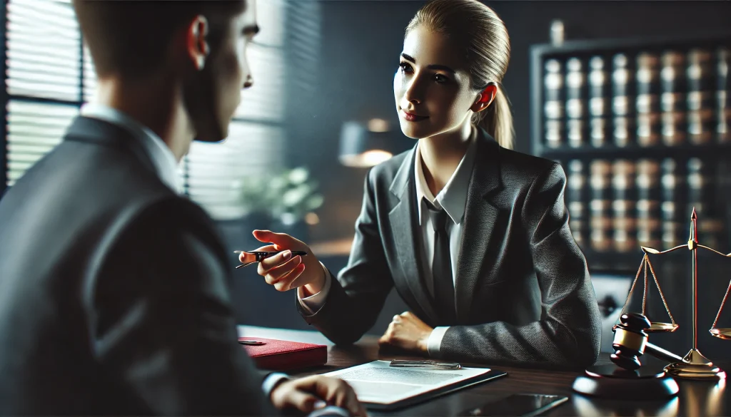 abogada hablando con su cliente https://aboga3.com/derecho-penal/